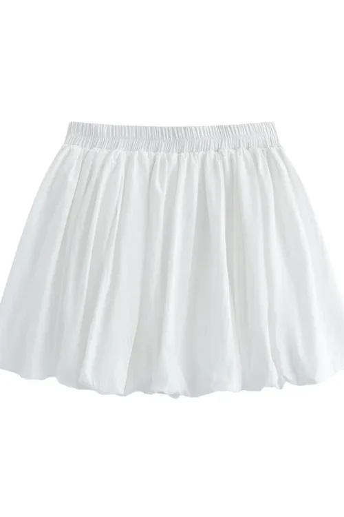 Summer New Gray Puff Skirt Pants for Women Casual Style Loose Fit Petite A-Line Slimming Puffy Pleated Skirt Nonwoven Weaving