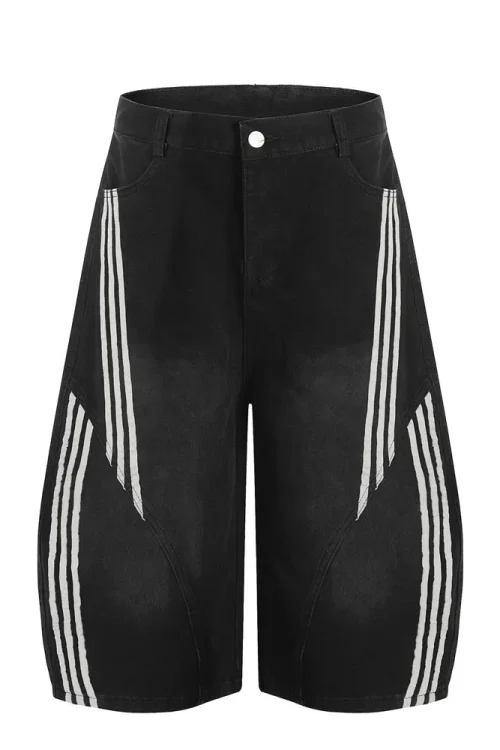 Autumn and Summer New Loose Wide-leg Korean Style Retro Shorts Jeans Men’s Size