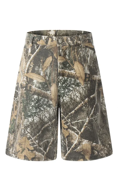Summer Baggy All Over Real Tree Digital Print Hunting Camouflage Work Pants Cavas Twill Camo Cargo Shorts Men