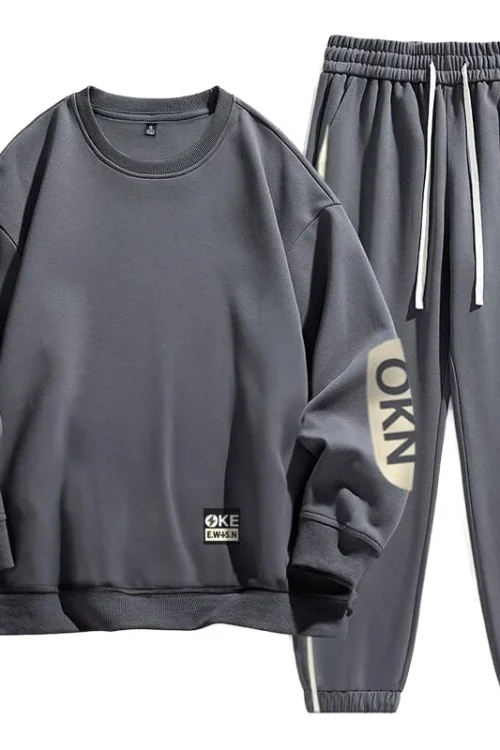 Men’s Casual Sport Track Suit for Men Autumn Winter 2025 New Trendy Knitted Sports Clothing Hoodie Sweatshirt Set