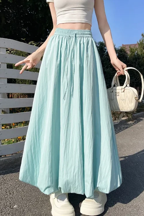 A-Line Lantern Workwear Skirt High Waist Slimming Design Puffy Flower Bud All-Season