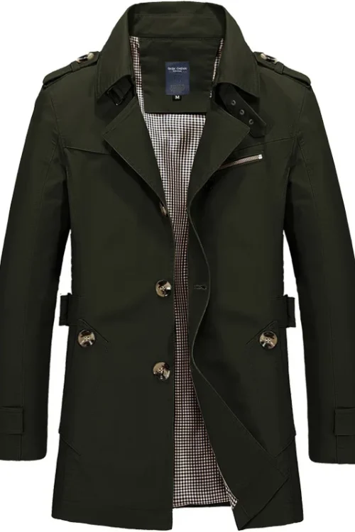 Durability Jackets Safarwhiteerwear Mring in Army Green Canvas Fabric Men Casual Woven Long Jacket for Men Long Coats